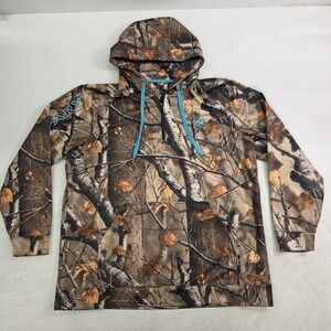 Legendary Whitetails Big Game Camo Power 1/4 Zip Sweatshirt Hoodie Womens XL EUC